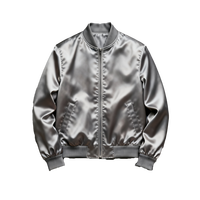 Blouson Bomber Homme Slim Fit Col Montant Brodé en Satin Zippé Épais Style Streetwear Décontracté Soirée Tendance Manches Longues Brillant Hiver