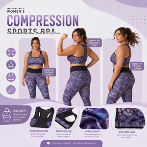 เสื้อชั้นในแบบ Racerback สำหรับผู้หญิงไซส์ใหญ่ ลายพิมพ์ สำหรับโยคะ รองรับทรงได้ดี ผลิตจากโพลีเอสเตอร์ 100% เสื้อครอปออกกำลังกายสำหรับผู้หญิง เสื้อชั้นในแบบรัดรูปสำหรับออกกำลังกาย - Product Image 3