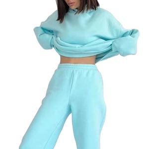 Nouvel ensemble décontracté pour femme automne : survêtement respirant en polyester avec cardigan à capuche uni et taille courte, et pantalon de survêtement à lacets - Product Image 6