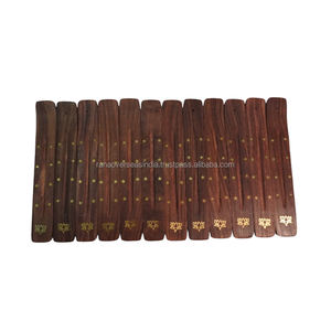 Elegance, quemador de incienso de madera hecho a mano, recogedor de cenizas con incrustaciones de loto y estrella para regalar y decorar a precio de mercado - Product Image 3