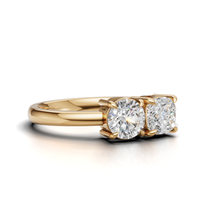 IGI Certified Lab Grown Diamond Toi Et Moi <b>Ring</b> 18K Yellow / White & Rose Gold Round & Cushion Shape Engagement <b>Ring</b> for Women - Product Image 2