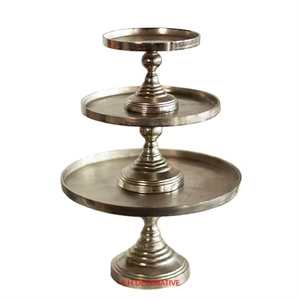 Handmade Metal <b>Flower</b> Shape <b>Cake</b> Stand with Gold Finish and Round Base for Dessert Display - Product Image 5
