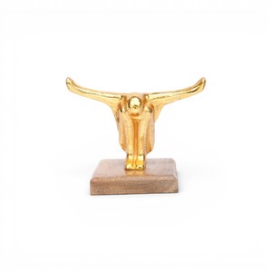 Sculpture moderne abstraite d'un homme assis en polyrésine dorée, figurine humaine décorative, statue de table - Product Image 1