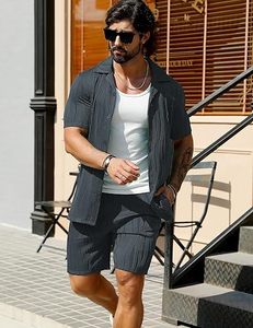 Men Summer <b>Knitted</b> Embroidered 100% Cotton Quick Dry Short Sleeve Custom Logo Joggers Suits <b>Set</b> Shirt and Short <b>Set</b> - Product Image 3
