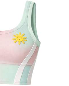 ชุดเซ็ตเสื้อครอปท็อปสีพาสเทลมิ้นท์ชมพูแบบคัลเลอร์บล็อกสำหรับผู้หญิง พร้อมกระโปรงมินิสั้น ทรงเข้ารูป คอวี แขนกุด เอวสูง ชุดสองชิ้น - Product Image 5