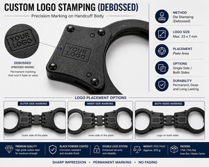 Phoenix Security Department Black Handcuffs (Metalcuffs) No Strap Nij Standard Centre Hinged <b>Dual</b> <b>Lock</b> Keys India - Product Image 5