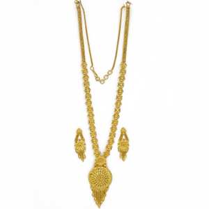 ชุดเครื่องประดับทองชุบไมโคร 14K 18K 24K แบบยาวสำหรับขายส่ง, สร้อยคอแฟชั่น, ชุดเครื่องประดับลายดอกไม้ทองเหลืองชุบทอง - Product Image 3