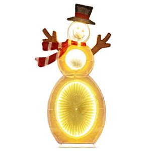 LED Lighted Snowman Christmas Decoration with Metal Stand Festive Holiday Lights - Product Image 1
