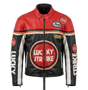 Veste de course en cuir de vachette professionnelle pour homme, sur mesure, pour la conduite sur circuit, avec protection dorsale niveau 2 CE - Product Image 1