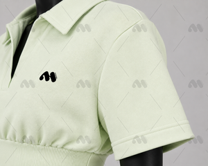 Women's 2 Piece Knitted Activewear Set Polo Crop Top High Waist Shorts Breathable Summer Casual Wear - Product Image 5