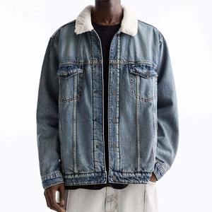 Veste de course vintage pour homme personnalisée, brodée, avec col en fourrure intégral, design boutonné en denim, 100% coton - Product Image 1