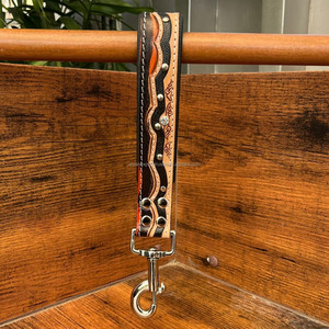 Hand Tooled Cow Leather Short Dog <b>Leash</b> Traffic Padded Handle Heavy Duty Short Dog Lead for Training Control Large Medium Dogs - Product Image 2