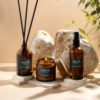 AIKUN - Difusor de Aromas con Varillas y Vela Perfumada en Envase de Vidrio Natural para el Hogar, Regalos, Spa, Hotel, Venta al Por Mayor, Marca Privada, OEM