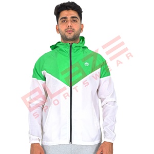 Áo khoác gió nam bằng nylon tùy chỉnh OEM, có khóa kéo, chống thấm nước, nhẹ, thích hợp chạy bộ ngoài trời, áo khoác thể thao có mũ trùm đầu bằng nylon - Product Image 1