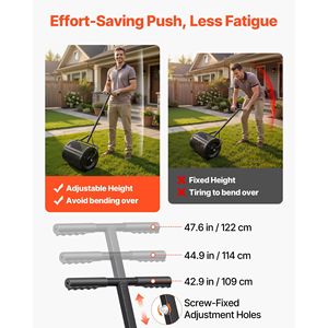 Spargiconcime da 16,5 Pollici con Manico a T, 3 Altezze Regolabili, Spargitore per Torba e Fertilizzanti da Giardino, in Acciaio Verniciato a Polvere - Product Image 6