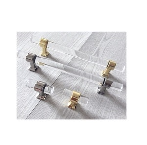 Acrylic Furniture Handles T-Bar <b>Gold</b> Crystal Cabinet Handles and <b>Knobs</b> Hardware Home Office <b>Doors</b> Acrylic Handle Hot Selling - Product Image 1