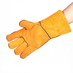 Guantes de cuero de vaca de dos capas para soldador, largos, protectores, para soldadura TIG y rectificado, a precio reducido. - Product Image 5