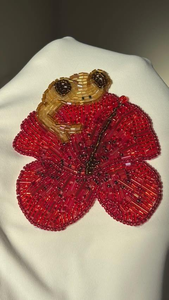 Boho Style <b>Animal</b> Print Glass & <b>Crystal</b> Seed Beads Handcrafted Embroidery Women's Evening Top for Baptism and Anniversary Summer - Product Image 4