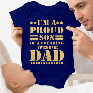Combinaison bébé garçon à manches courtes en coton imprimé, motif « Fier Fils, Papa Incroyable », vêtement décontracté pour nourrisson, design personnalisé, réversible - Product Image 4