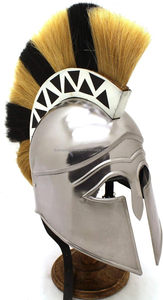 Casco corintio de Guerrero Medieval con penacho de pelo y soporte de madera de acero de calibre 18 usable para disfraz de Halloween para adultos - Product Image 2