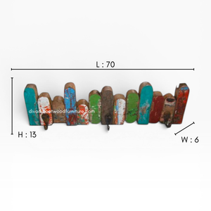 Porte-manteau mural en bois rustique fait main, style antique et vintage, avec 3 crochets, écologique, pour entrée de maison, vente en gros - Product Image 1