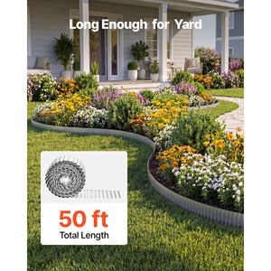 Bordatura Paesaggistica in Acciaio Zincato 50 ft X 6 in, Strisce Metalliche Pieghevoli Facili da Installare per Paesaggistica e Decking - Product Image 3