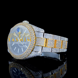 Reloj Deportivo de Moda Hip Hop con Cristales de Moissanita de Calidad VVS, Función de Fecha, en Oro Blanco/Plata, con Cristales Mixtos de Acero Inoxidable - Product Image 2