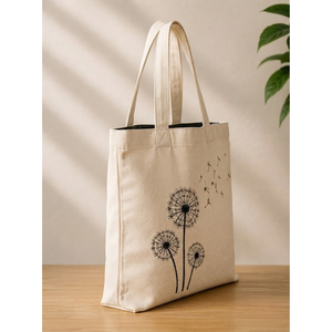 Sac fourre-tout en toile de coton imprimé pissenlit, écologique, crème, grande capacité, sac à bandoulière floral, sac de marché réutilisable - Product Image 3