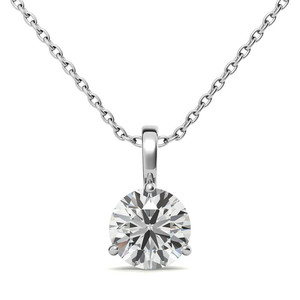 Colgante Clásico de Oro Sólido de 18k/22k/24k con Diamante Cultivado en Laboratorio, Corte Brillante Redondo, Engaste de 3 Puntas - Product Image 1