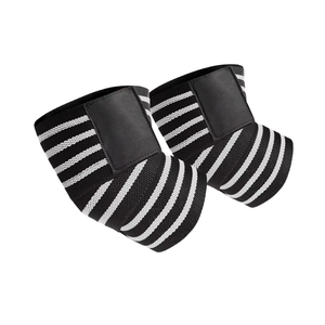White Stripe Neoprene Elbow <b>Wrap</b> Weightlifting Compression Guard Breathable Adjustable Elastic Gym Arm Protector Fitness - Product Image 1