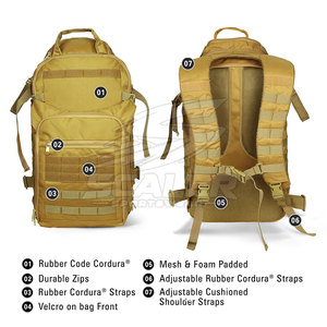 Sac à dos tactique de camping et de randonnée, fermeture éclair, polyester imperméable, grande capacité pour un rangement organisé de l'équipement, transport quotidien - Product Image 3