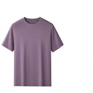 Camiseta de Manga Corta para Hombre, Cuello Redondo, Color Azul Sólido, Ajuste Perfecto, Tejido de Punto Jersey, Algodón Transpirable de Secado Rápido, 220g, Diseño Liso - Product Image 4