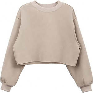 New Wholesale Custom Logo Sweaters Cotton Pullover Winter Sweaters for Women Loose Crew Neck and Long Sleeves in Solid Color - Product Image 1