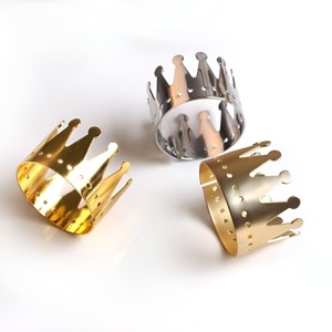 Metal <b>Crown</b> Napkin <b>Rings</b> Hollow Design Gold and Silver Finish Party Table Decoration Classic Style Durable 5 Cm Width - Product Image 2