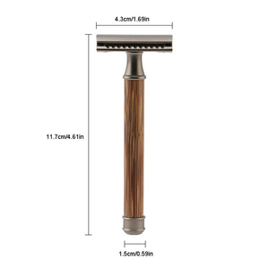 Rasoir de sécurité en bois personnalisé avec logo, écologique, à lame unique, pour hommes, vente en gros, corps mat chromé couleur canon de fusil, pour visage et maillot de bain - Product Image 2
