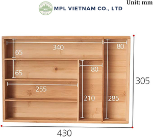 Organisateur de tiroir en bambou pour ustensiles de cuisine, plateau à couverts extensible et séparateur de couverts pour la maison et le bureau - Product Image 4