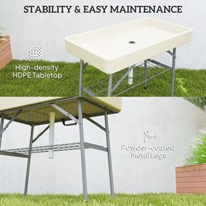 Tavolo Pieghevole da Esterno 3.4ft con Vano di Scarico e Riempimento, Mensola Refrigerante per Bevande per Feste o Attività all'Aperto - Product Image 6