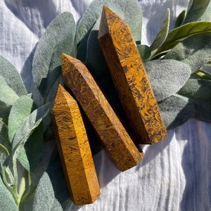 Tour de cristal de jaspe naturel Mariam, pointe de jaspe calligraphique, pierre de guérison polie pour la méditation Reiki, décoration énergétique, vente en gros - Product Image 6