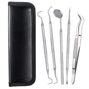 Kit d'examen dentaire en acier inoxydable pour usage professionnel : miroir de blanchiment dentaire, détartreur, pinces, instruments chirurgicaux de base - Product Image 3