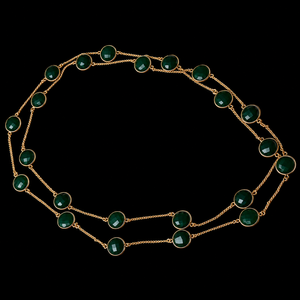 Natural Green Onyx October Antique Gold Plated Brass Zinc Alloy <b>Statement</b> <b>Necklace</b> Solid Classic Wedding Women's Gift - Product Image 3