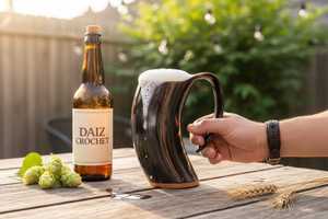 Best Viking Drinking Horn <b>Mug</b> with Wooden Base Luxury Handmade 600ml Capacity for Party Use at Wholesale Price - Product Image 4