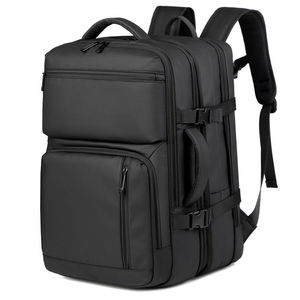 Black Expandable Casual Travel <b>Laptop</b> <b>Backpack</b> with Zipper Closure Polyester Lining Water Resistant Business Flight Bag - Product Image 1