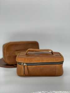 Premium Leather <b>Toiletry</b> Bag Men Cosmetic Organizer Travel Waterproof Grooming <b>Storage</b> Bag LTB-0170 - Product Image 1
