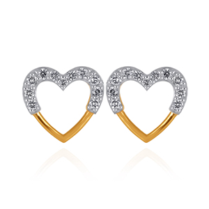 Pendientes de Diamantes en Forma de Corazón, Chapados en Oro Amarillo, Joyería Romántica para Uso Diario para Mujer, Diamantes Cultivados en Laboratorio de Color H - Product Image 1