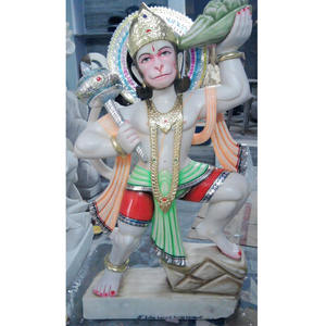 Magnifique statue de Hanuman Ji en marbre blanc, faite à la main, en position debout, levant la montagne, pour la vente en gros, destinée à la divinité. - Product Image 2
