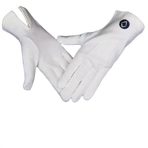 Gants de Franc-Maçon Blancs 100% Coton avec Logo G Brodé et Compas Carré, Fabrication Professionnelle, Fourniture OEM pour le Sport - Product Image 5