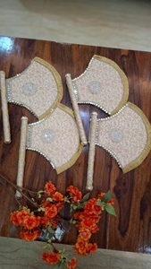 Abanicos de mano de plástico para fiestas, hechos a mano para disfraces de mascarada, cosplay, carnaval, bodas, Sangeet, Mehendi, modernos y desmontables - Product Image 6