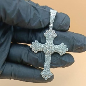 Colgante de cruz con diamantes de moissanita VVS, joyería cristiana, colgante de fe religiosa, colgante de plata 925, colgante estilo hip hop con incrustaciones de circonitas. - Product Image 4