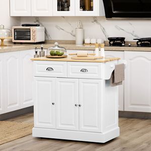 Carrello da Cucina Moderno in Rovere/Legno Effetto Marmo/MDF Bianco con Ruote, Cassetti e Design Ecologico - Product Image 2