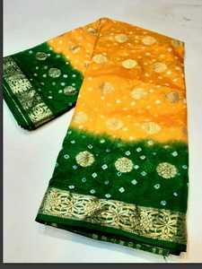 Rajasthani Art Silk Bandhani Dollar Butti <b>Saree</b> with Elegant Zari Border - Product Image 4